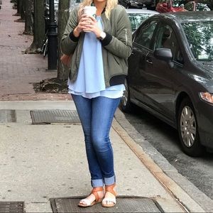 Light Blue Flowy Tank Top Blouse